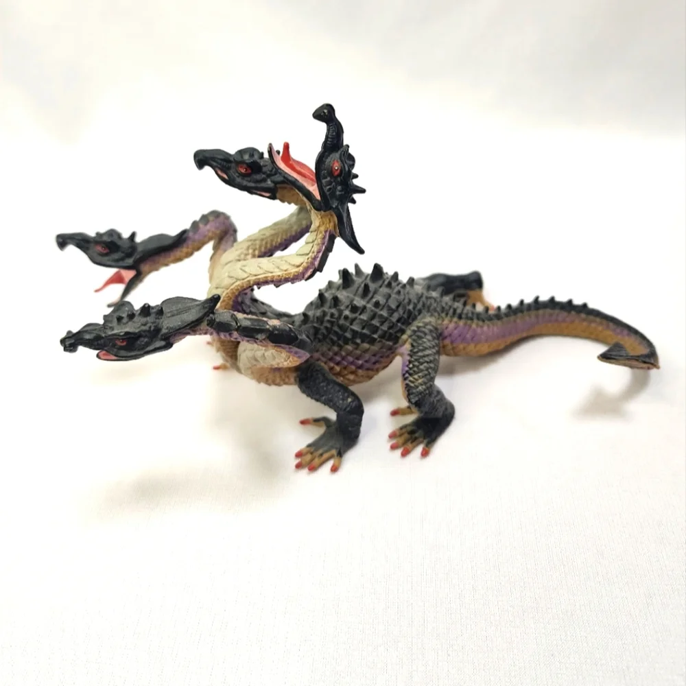 Hydra Multi-Headed Dragon Figurine Black and Tan